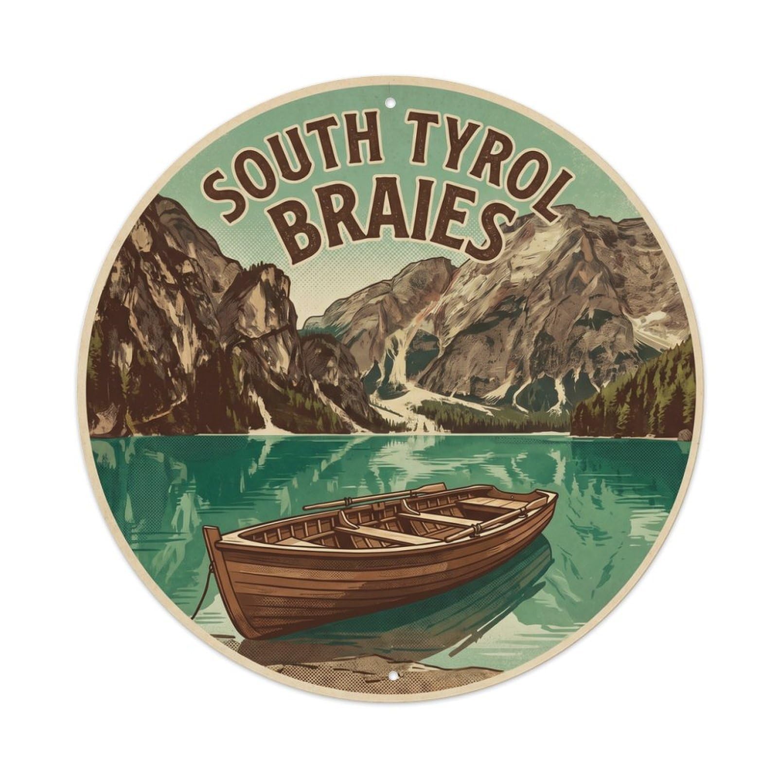 Olhnbad Style Braies Rowboat Culture South Tyrol Travel Classic Metal Tin Sign