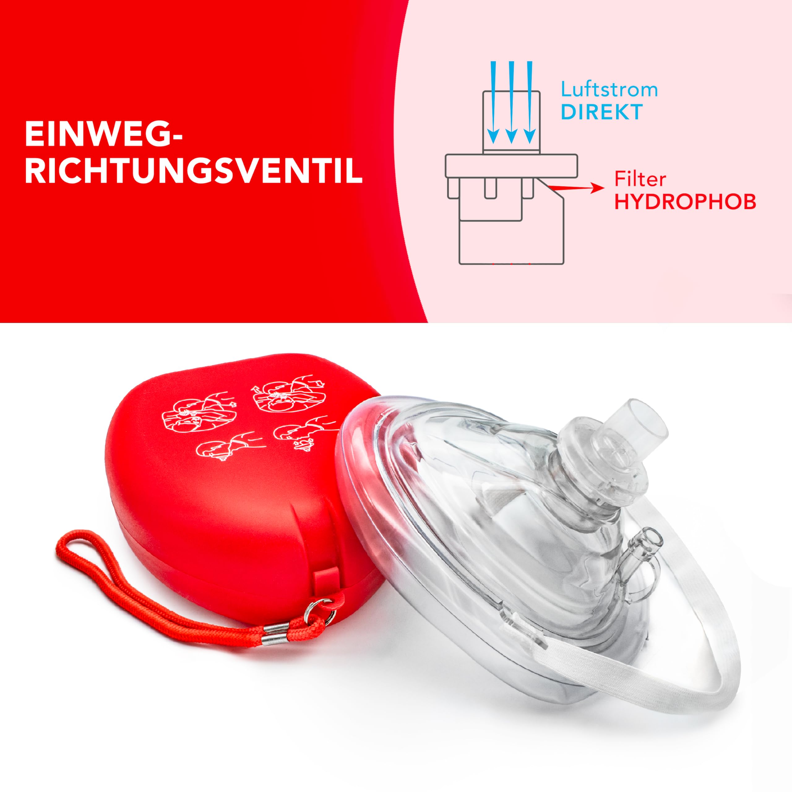 AIESI® CPR Pocket Maske für Erste Hilfe, Mund-zu-Mund-Beatmung mit Einwegventil und Filter (50er Pack)