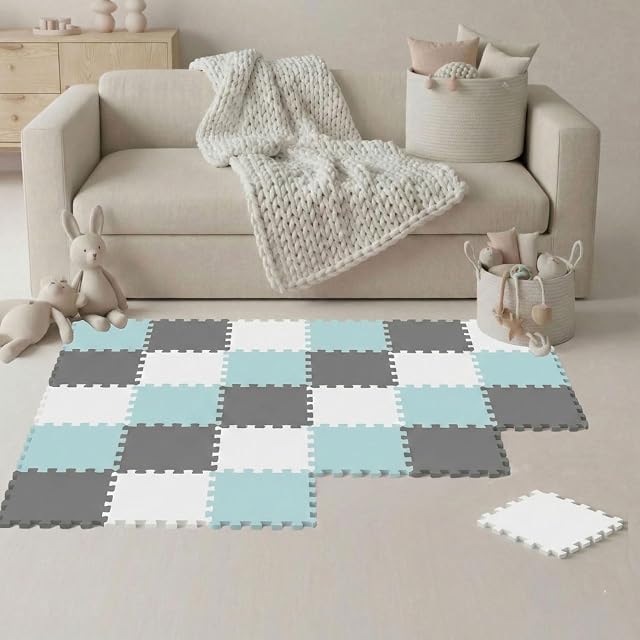 LittleTom 27 Piezas Alfombra Bebé desde el Primer Mes - 30x30 cm Colchoneta de Espuma EVA Acolchada