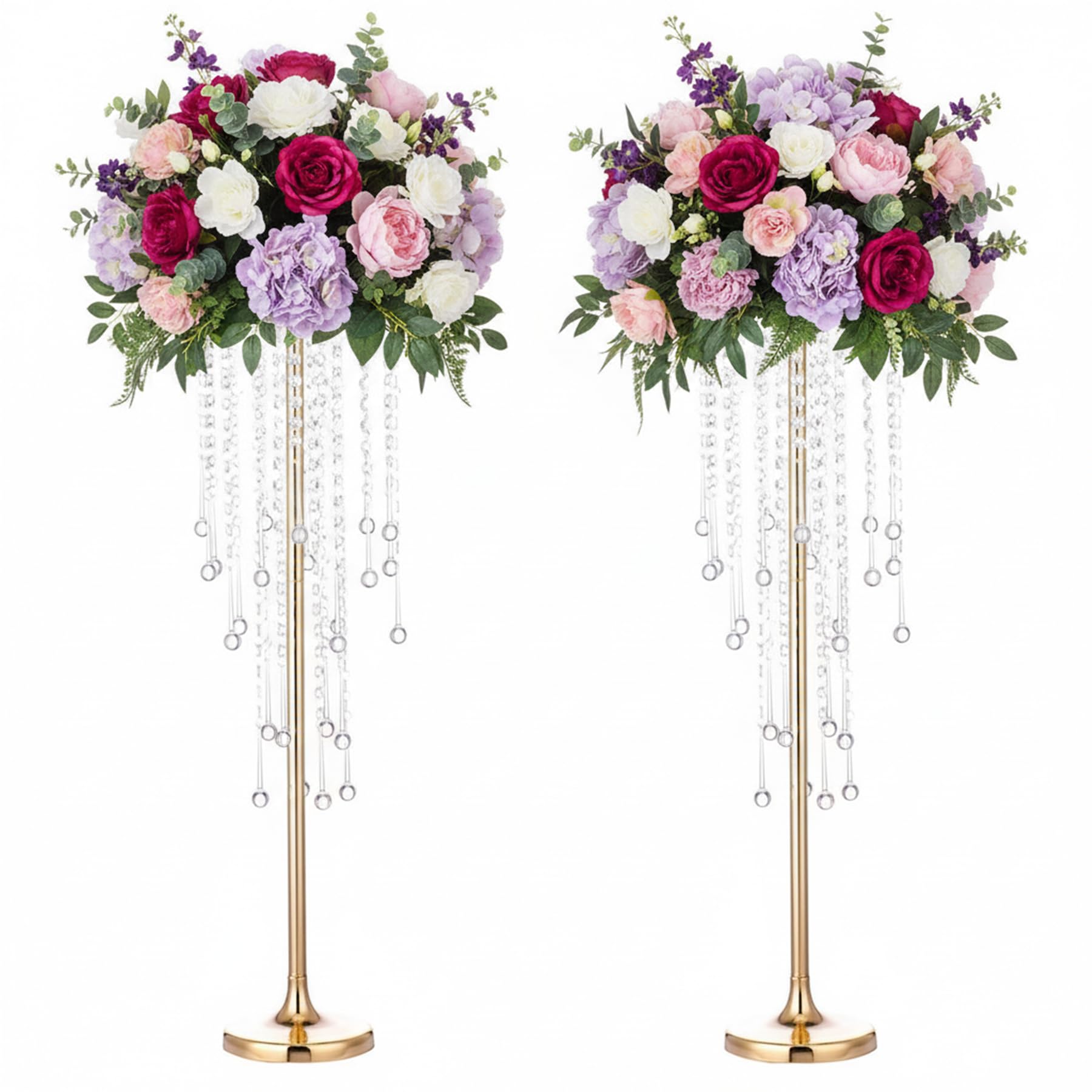 Photo 1 of LoveCat 29.5in Tall Gold Crystal Candle Holders - Set of 2