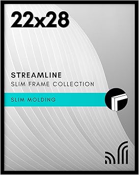 Americanflat 22x28 Poster Frame with Polished Plexiglass - Streamline Collection - Thin Border Picture Frame for Wall Display - Hanging Hardware Included - Black
