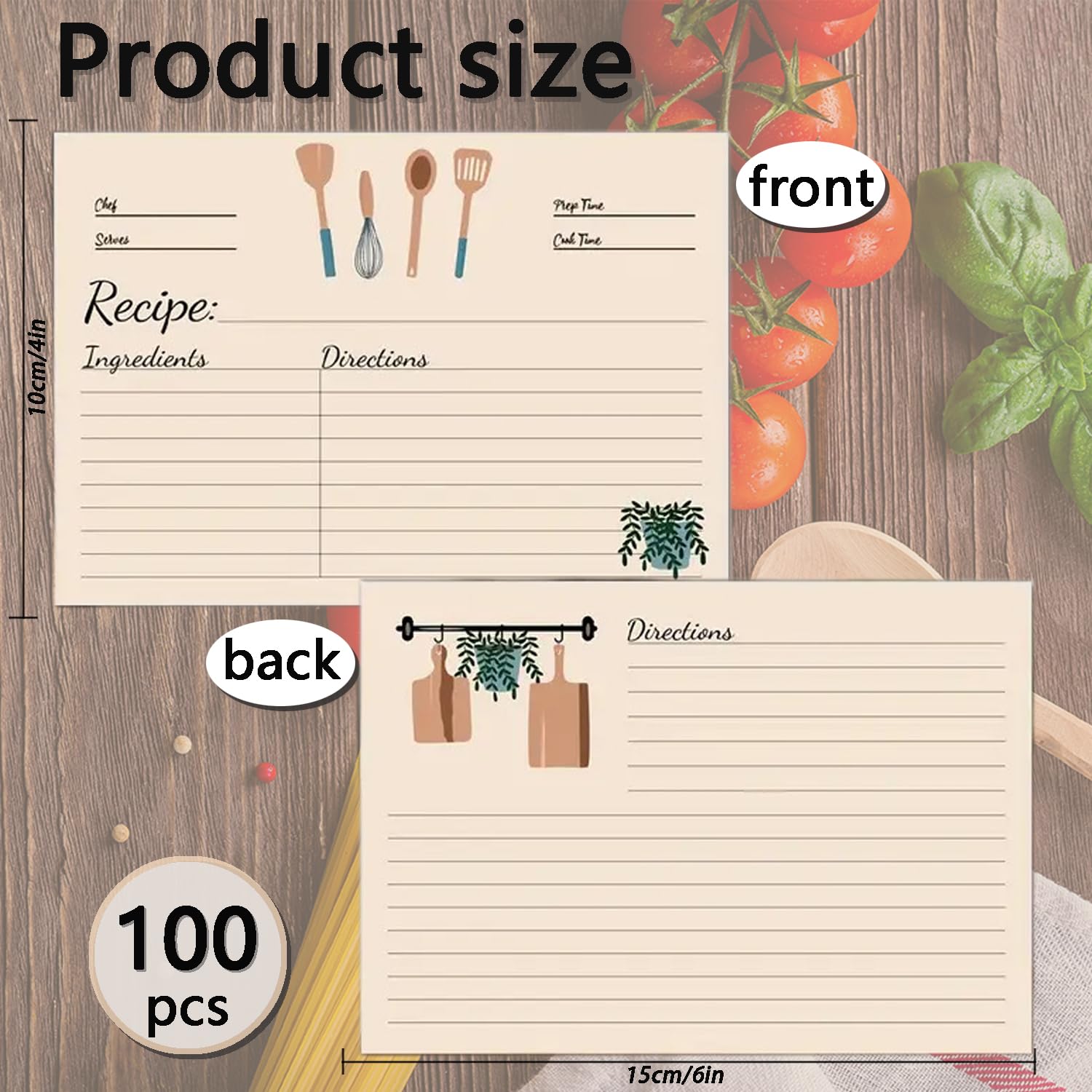 Premium Recipe Cards for Bridal Showers and Weddings 4x6in Blank Cards, Dividers with Lines Index Cards Easy Write Cardstock (100 Pcs)