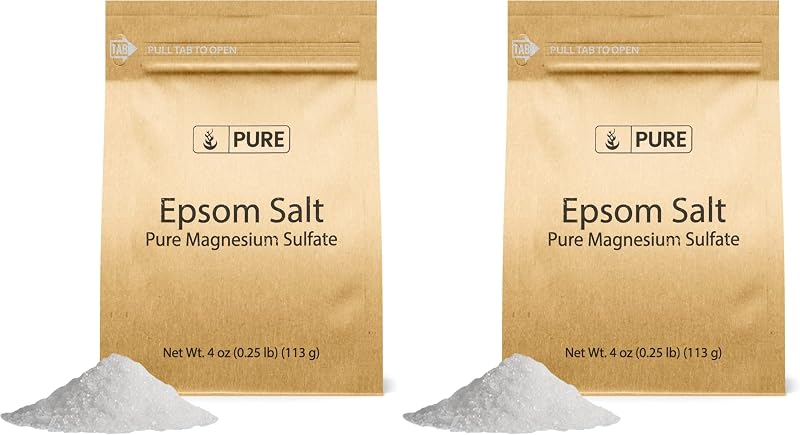 PURE ORIGINAL INGREDIENTS Sal de Epsom, sulfato de magnésio, sem fragrância, Pacote com 2