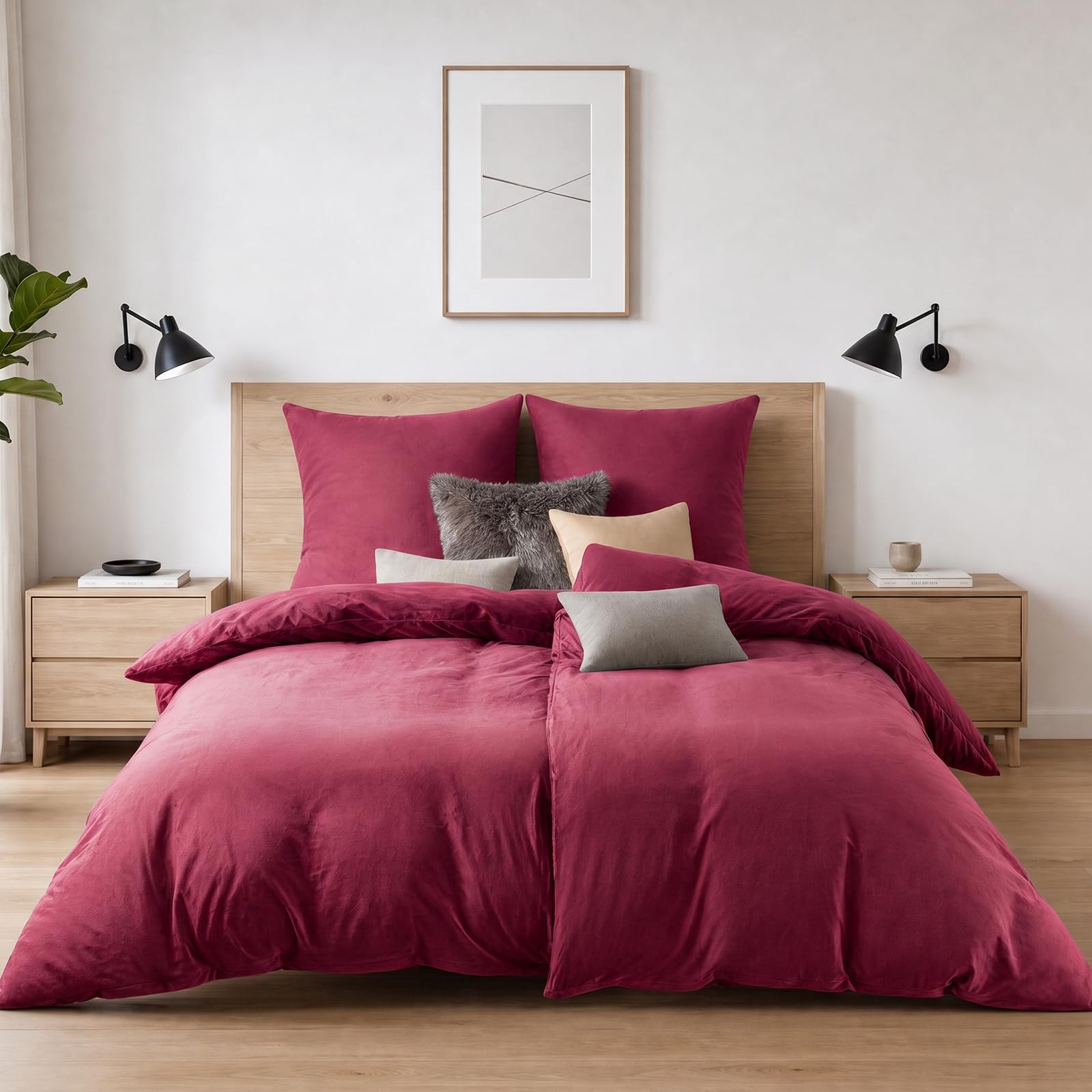 Soifox Winter Flanell Bettwäsche 135x200 4-teilig Rot 100% Polyester