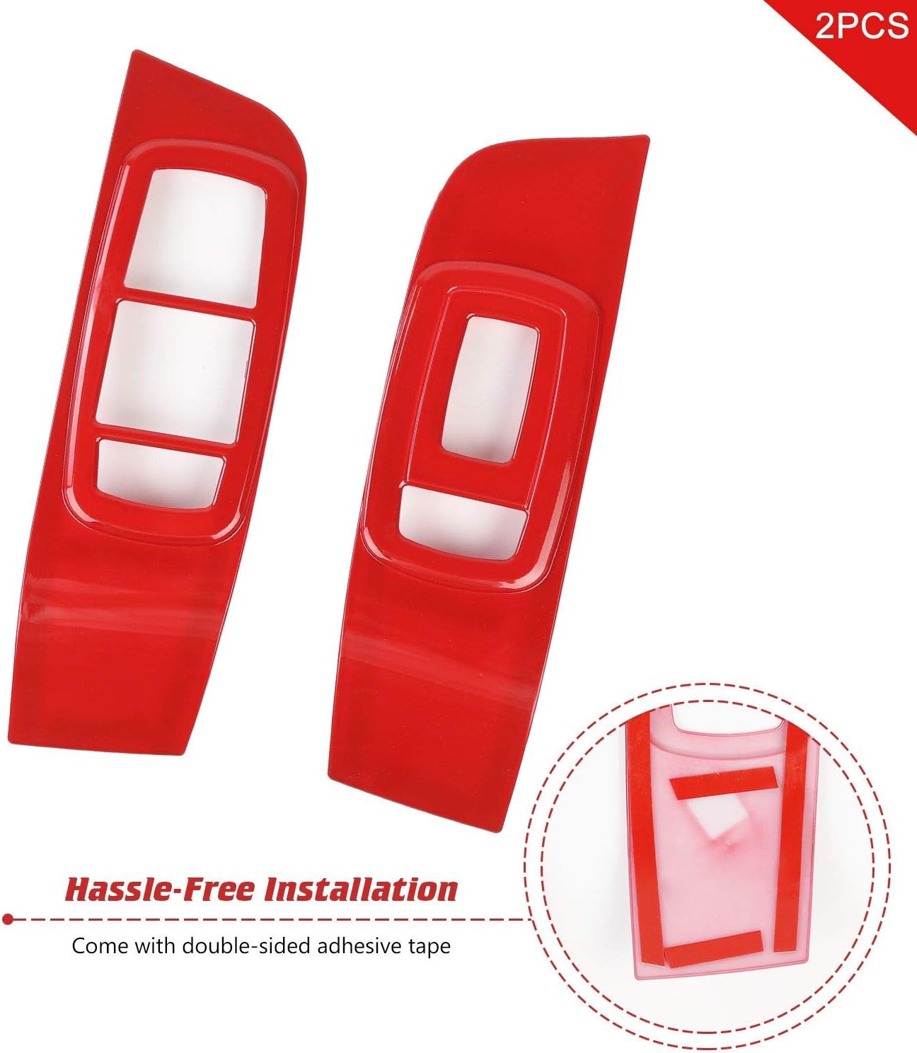 JeCar Window Lift Switch Cover Interior Window Lift Button Trim Kit for 2015-2020 Dodge Challenger, Red