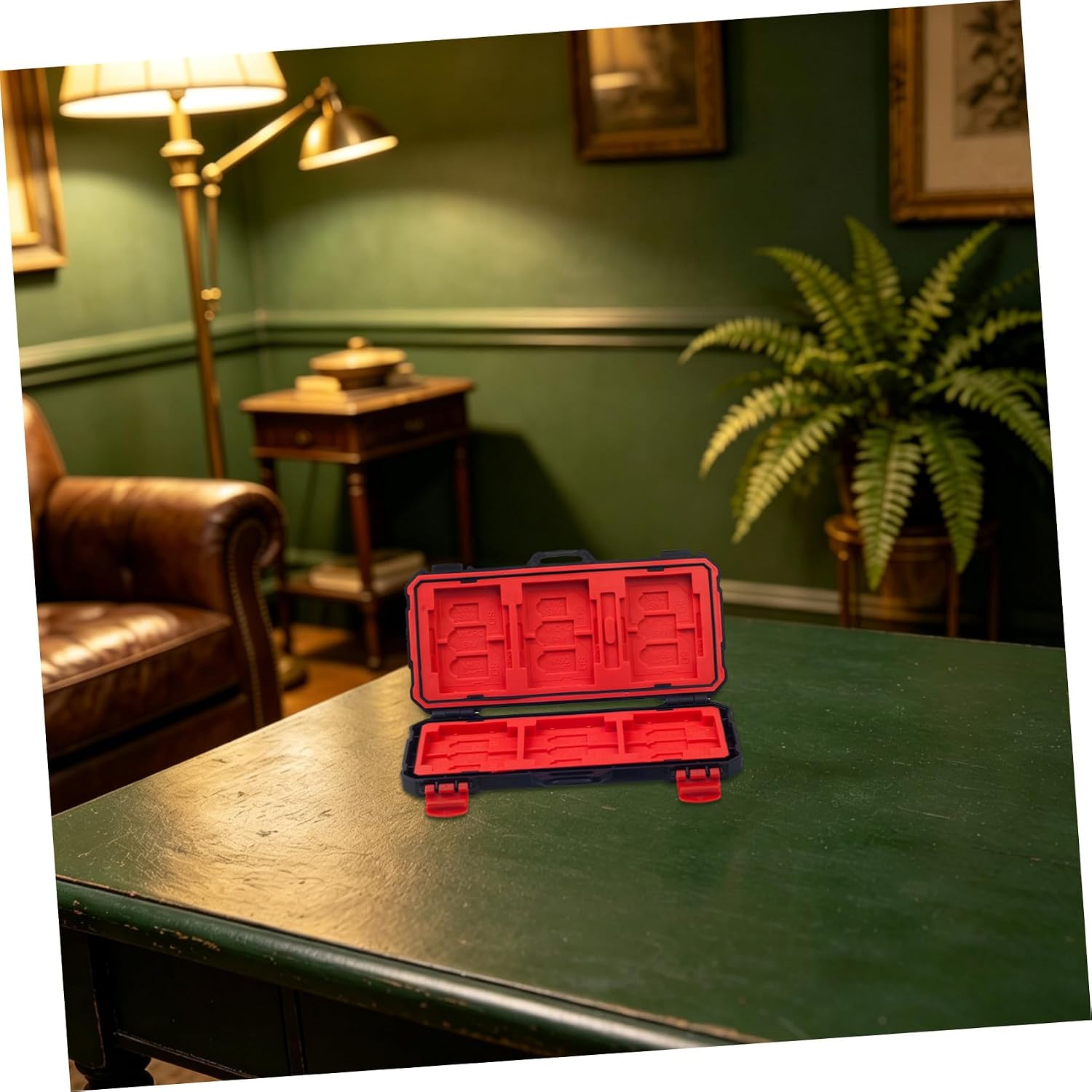 Memory Card Protective Case, Portable Drop Resistant Waterproof ABS Red
