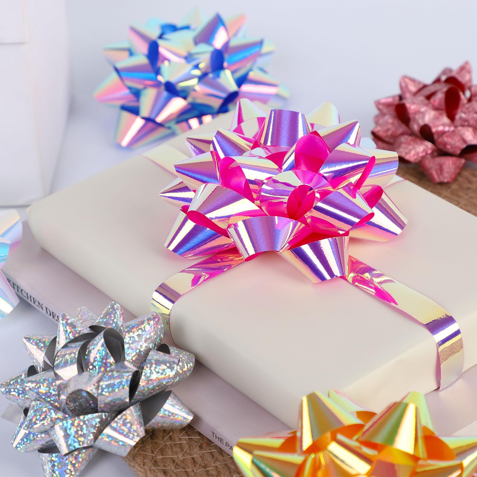 Surtido de 14 lazos de regalo – 12 lazos de regalo multicolor de varios tamaños y 2 cintas rizadas, perfectas para Navidad, vacaciones, cumpleaños, bodas, baby showers, despedidas de soltera, fiestas