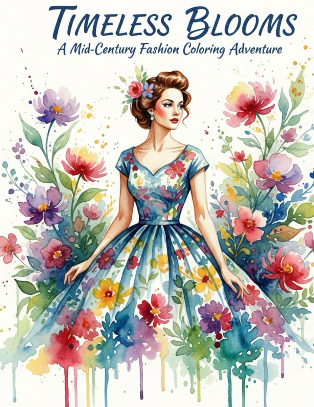 TIMELESS BLOOMS: A Mid-Century Fashion Coloring Adventure