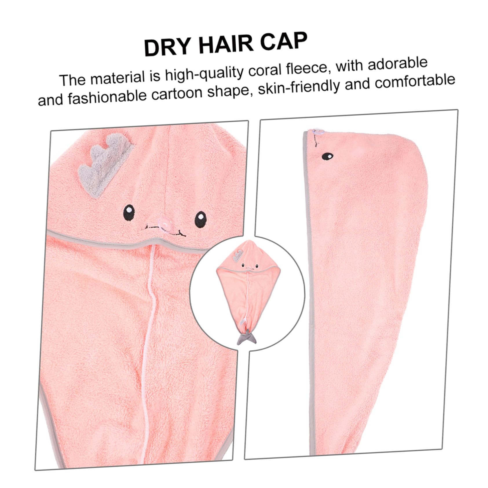 3 Stück Cartoon Mikrofaser Haarturban mit Knopf Schnelltrocknendes Haarhandtuch aus Weichem Fleece für Damen Herren und Leicht Flauschig für Bad Spa Reisen