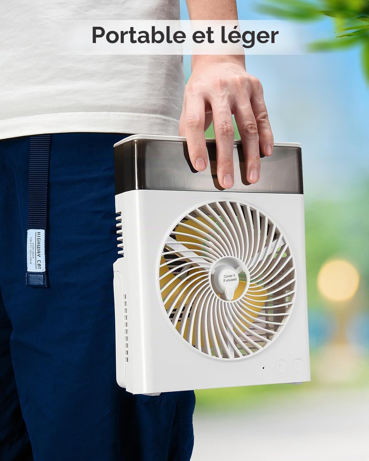 JINLICTE Ventilateur brumisateur portable, autonomie maximale de 15 h : ventilateur de refroidissement à eau rechargeable de 20,3 cm avec réservoir d'eau de 600 ml, alimenté par batterie USB