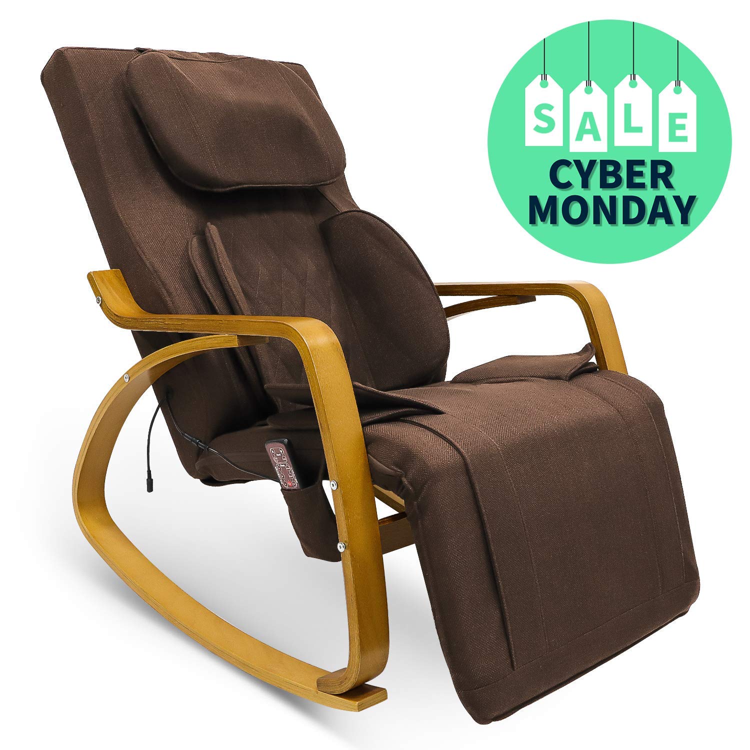 Furgle Massage Chair w/Air Compress 3D Shiatsu Massage, 8 Modes Full Body Massage Vibration Heat Rocking Recliner Kneading Tapping Rolling for Shoulder Neck Back Waist and Hips (Dark Brown)