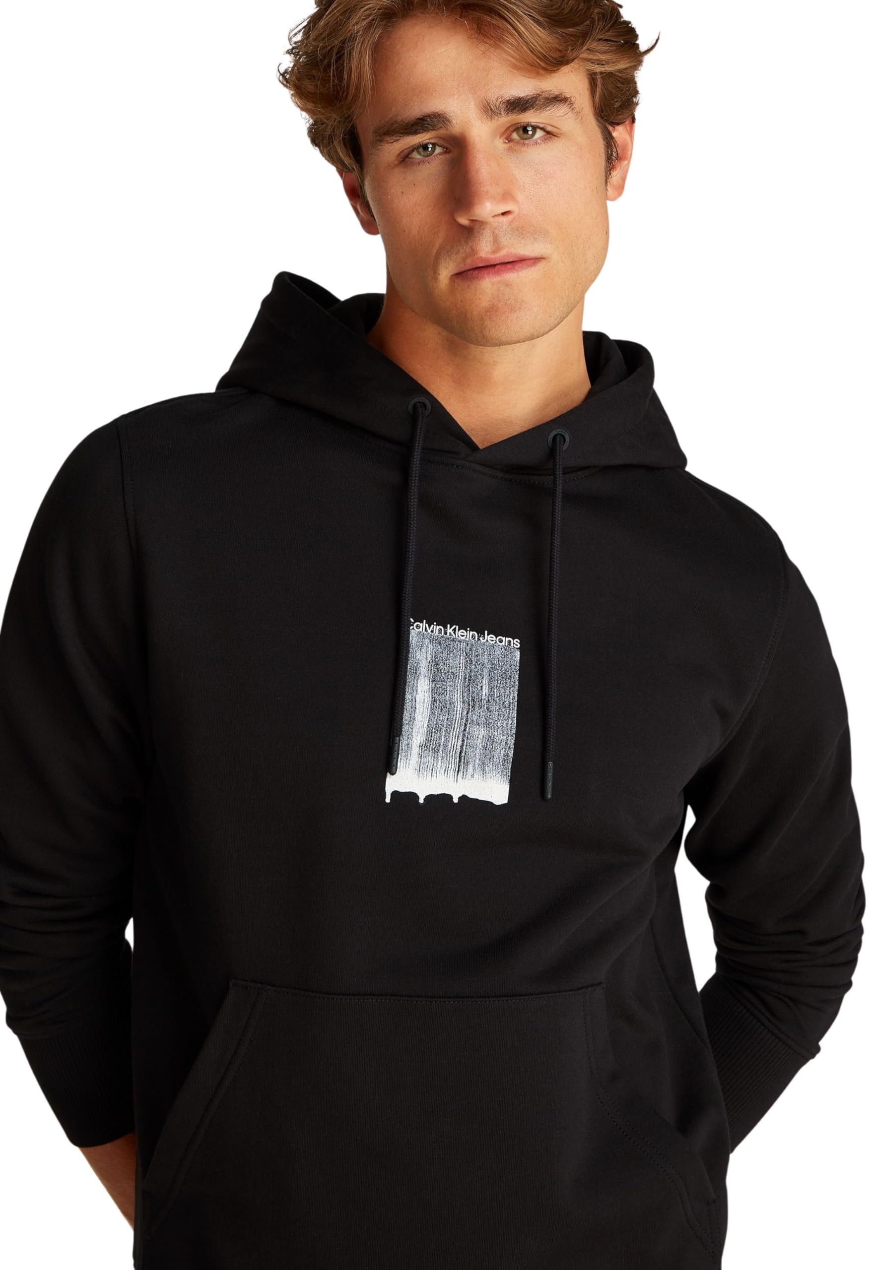 Calvin Klein Hoodie Hombre Brush Stroke Graphic de algodón