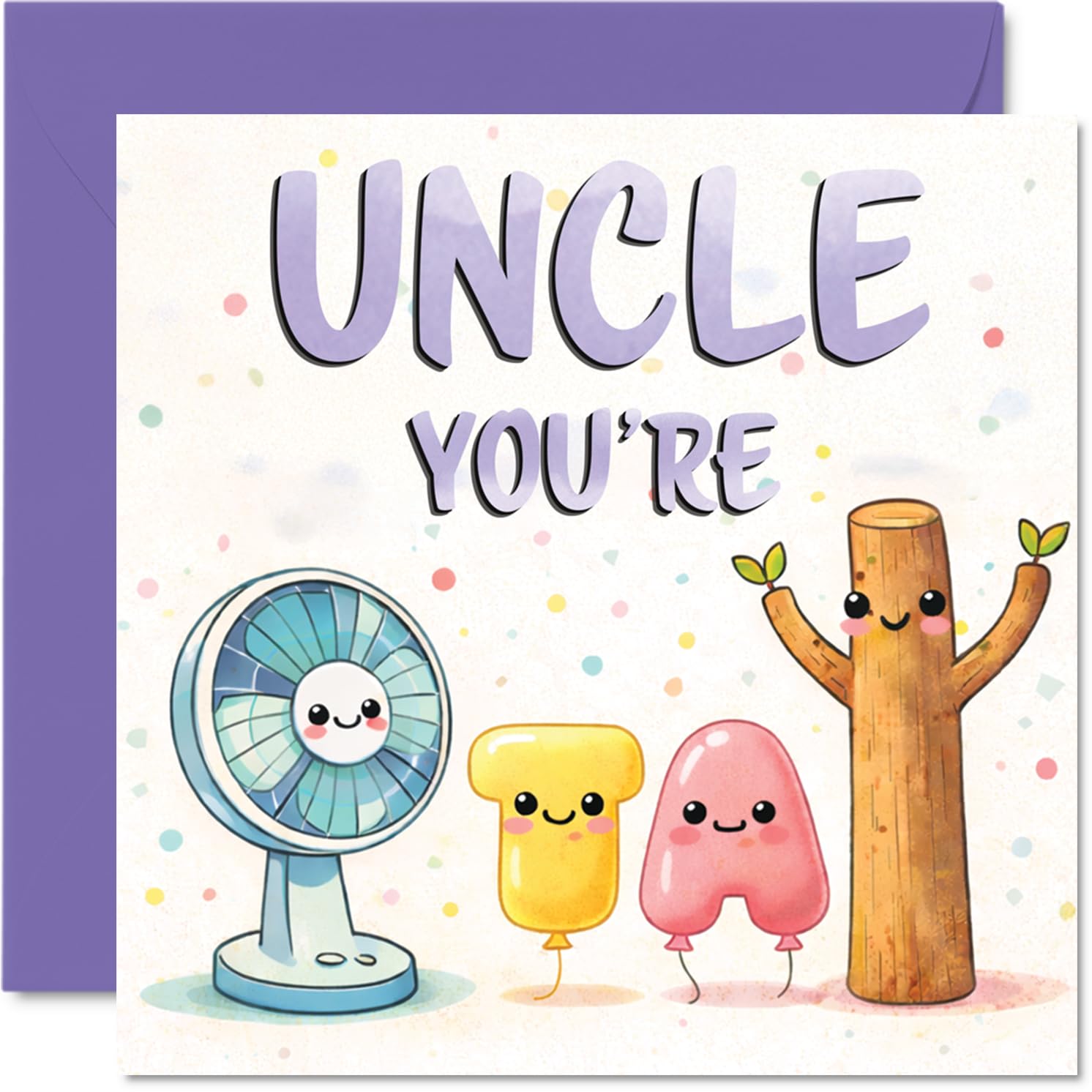 Playful Birthday Card for Uncle - Whimsical Fun for a Top Uncle - Cute Pastel Cartoon Characters Design - Sure to Spark a Grin, Father's Day - 145mm Square, Envelope Included