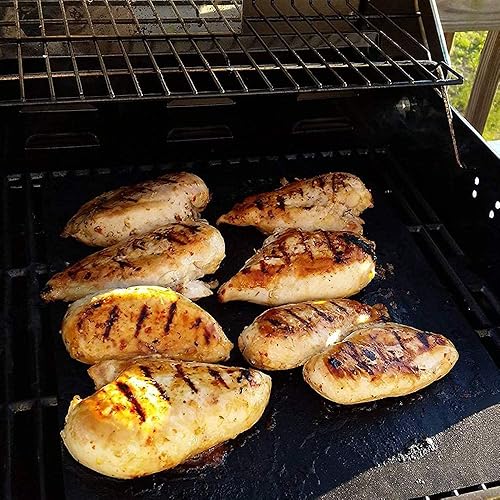 Miniatura 7 de Juego de 4 alfombrillas antiadherentes para parrilla al aire libre, fáciles de limpiar, funcionan con gas, carbón y electricidad, 15.75 x 13