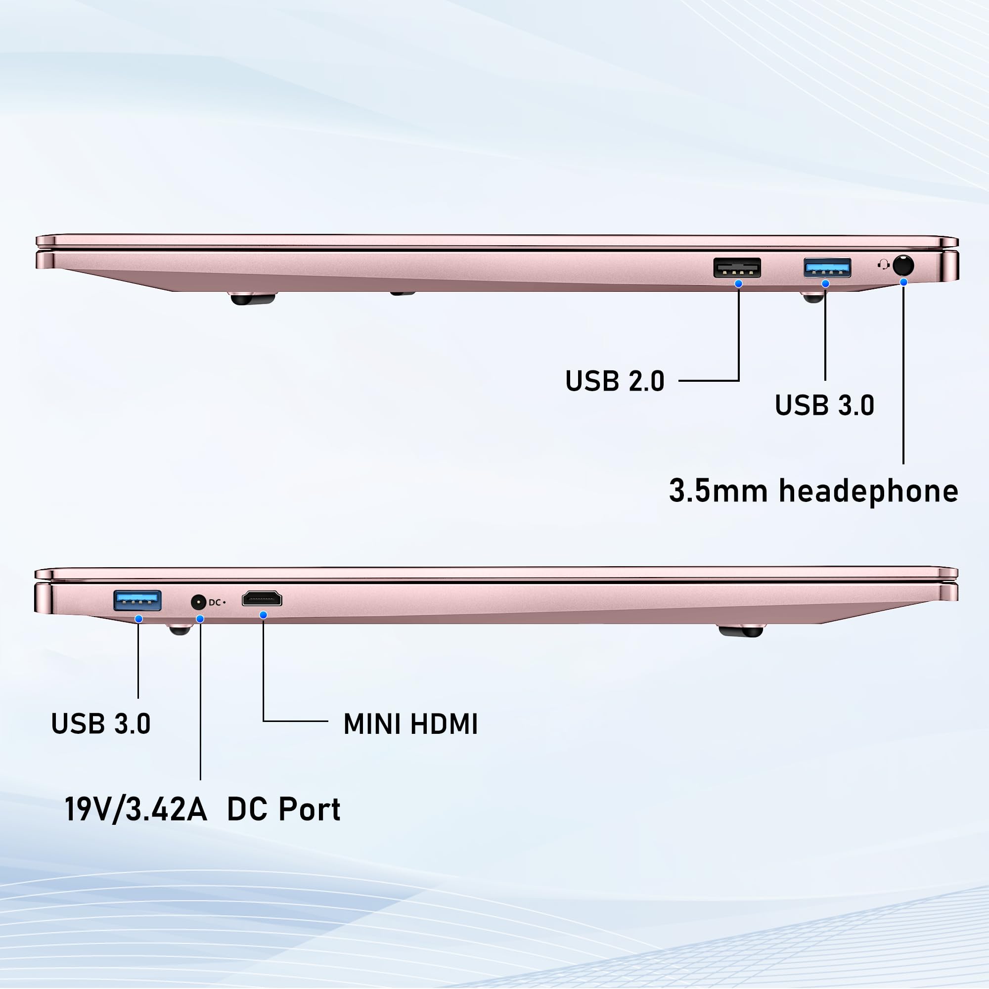 FUNYET 2025 PC Portatile 16'' Celeron N150 Core 3.6GHz Laptop 16 GB RAM 1 TB SSD Win 11 Pro 6000mAh Battery Notebook FHD 1920×1200 USB 3.0 BT 5.0 WIFI 5 Mini-HDMI Tastiera Retroilluminata-Oro Rosa