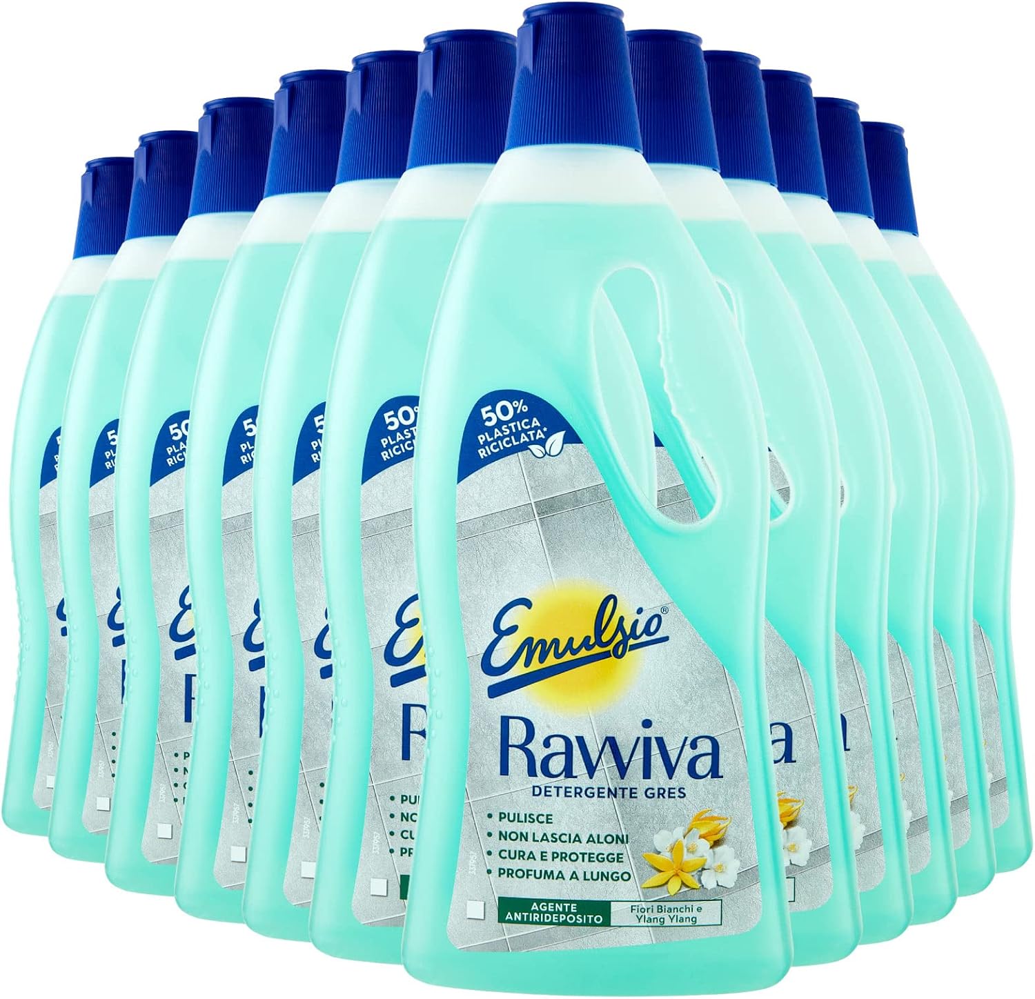 Stimulates earthenware floor cleaner for earthenware, glossy or matte, formula with anti-depositant, fragrance of white flowers and ylang-ylang, durable, 12 bottles of 750 ml