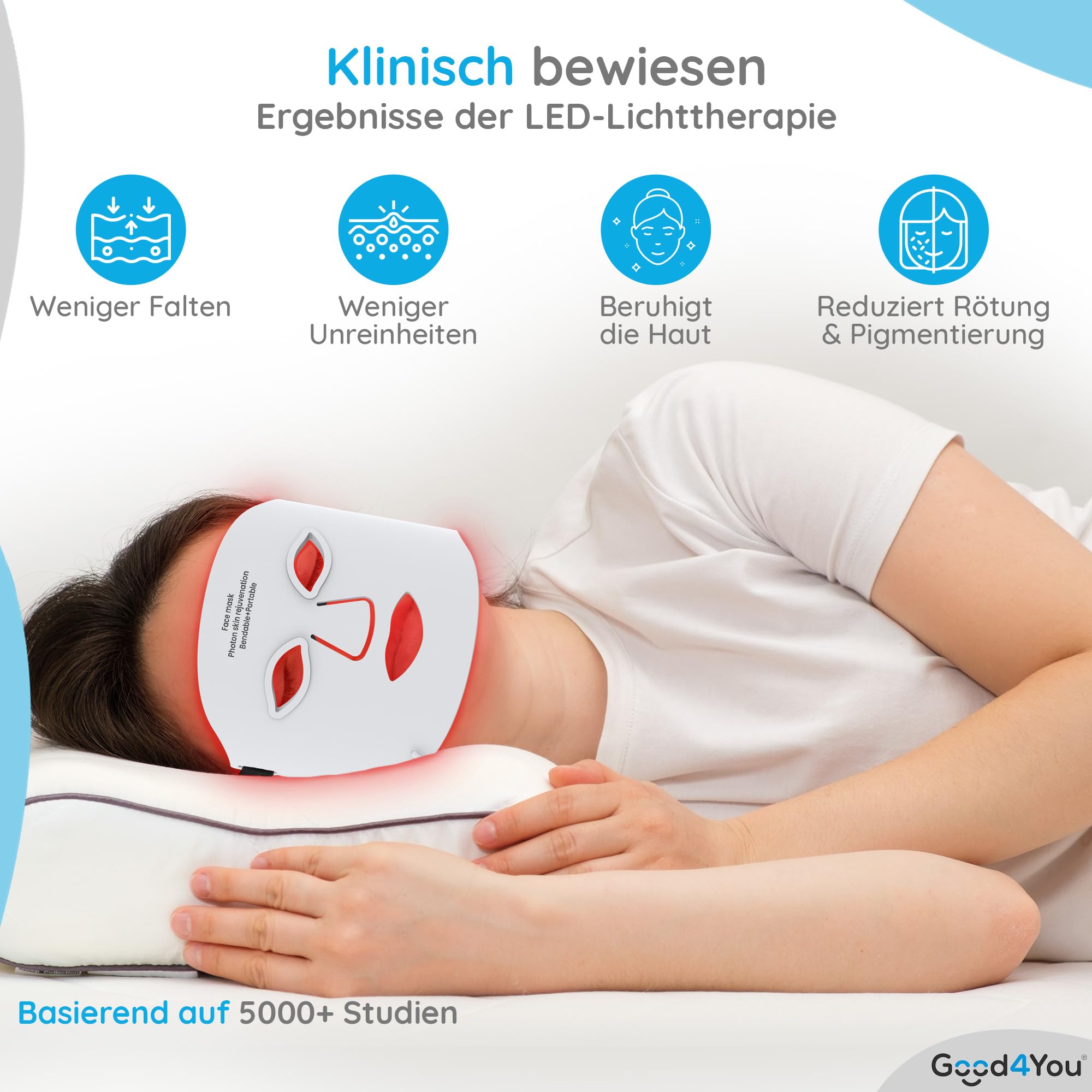 Good4You Led Gesichtsmaske - Kollagen & Led Maske - Infrarotlampe - Rote Lichttherapie - Infrarot-Therapie - Red Light Therapy - Led Face Mask