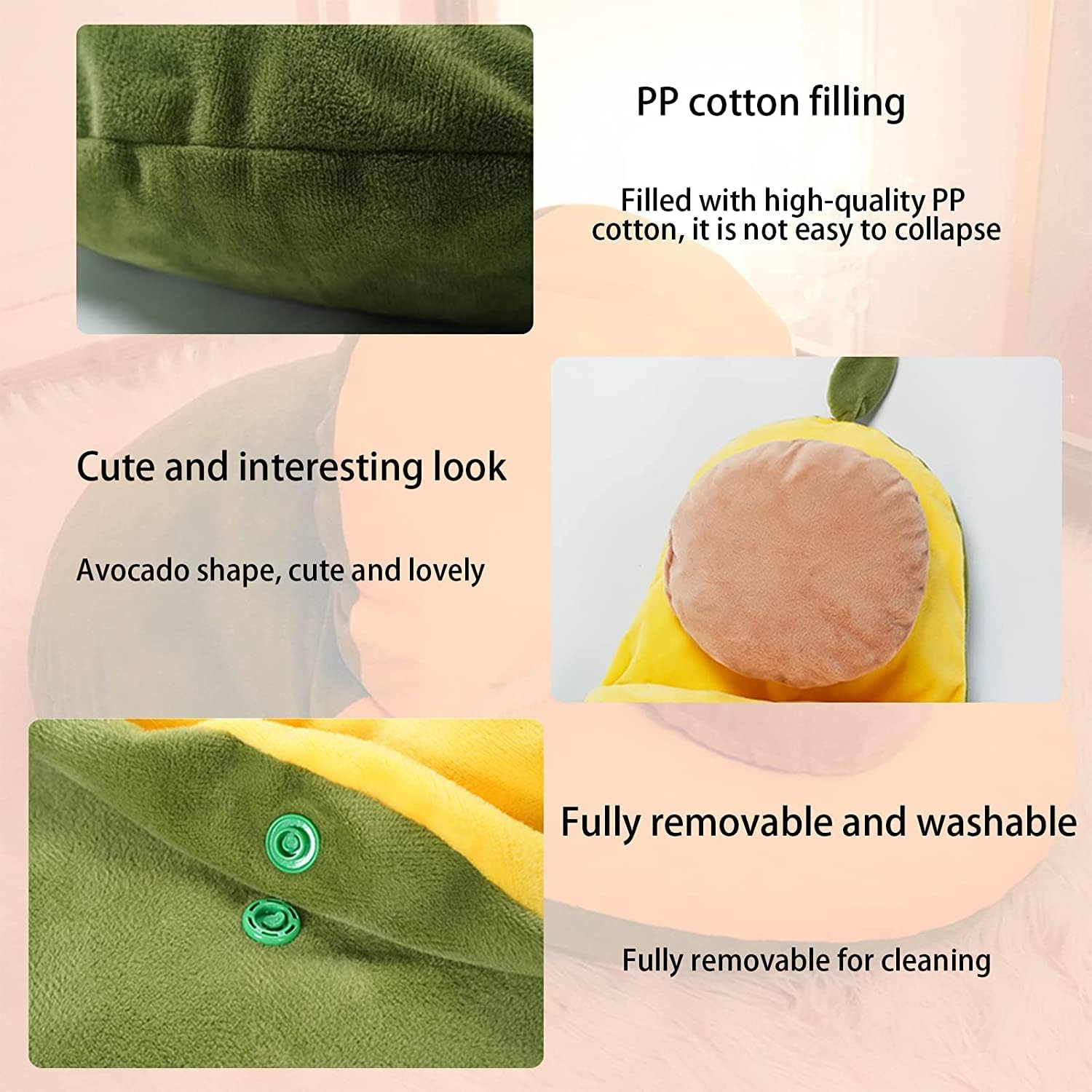 OLOTU Fluffy Breathable Cat Sleeping Bed Avocado Shape Pet Bed Soft and Comfortable Warm Removable Pet Mat Nest Cushion with Pillow Washable