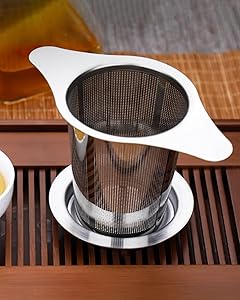 2PCS Stainless Steel Tea Infuser Set with Double Handles, Extra Fine Mesh Tea Strainer Basket for Loose Leaf Tea, Heat-Resistant Filter for Mugs, Teapots and Cups