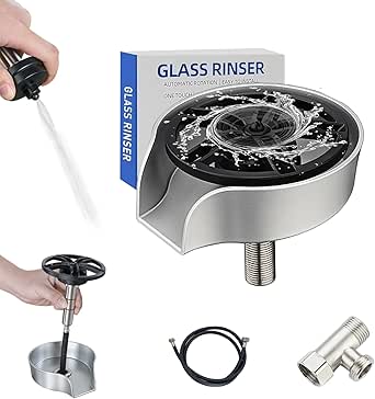 Glass Rinser for Kitchen Sink, 360 Degree Rotating High Pressure with Pull Out Spray Head
