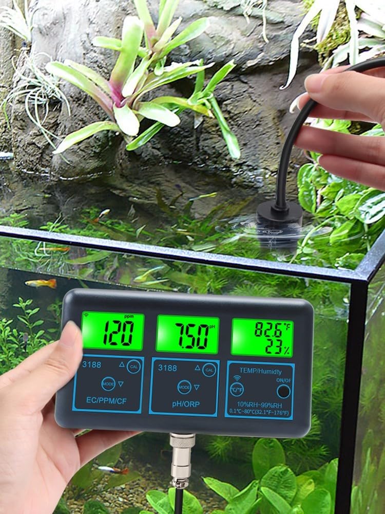 Analizador de calidad del agua 7 en 1 para piscina con cloro residual, pH, ORP, sal, temperatura, WiFi compatible con Tuya, funcionamiento por enchufe, sondas de alta precisión para piscina (UE)