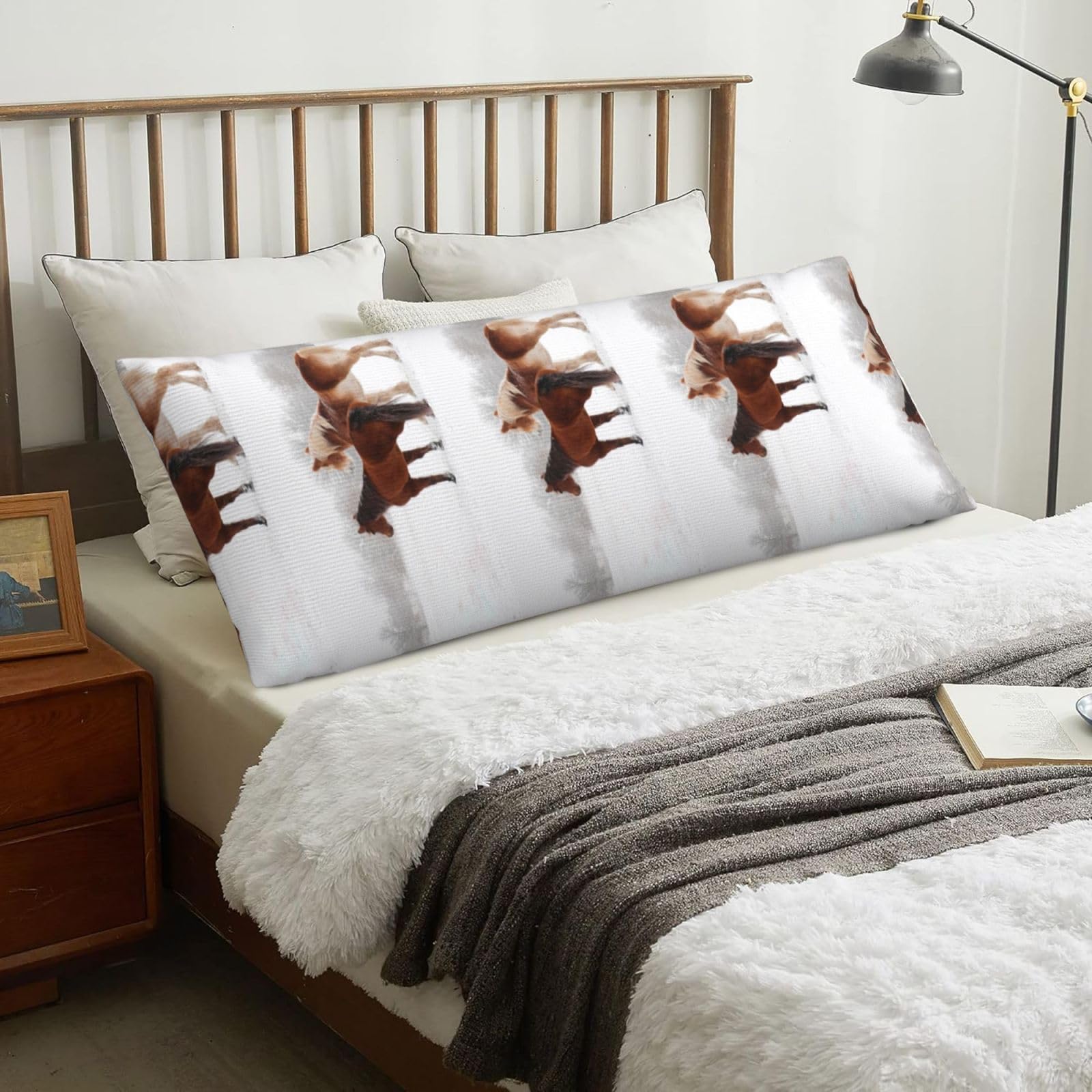 Horse, Body Pillow Cover with Zipper,Long Body Pillowcase 20 x 60 in