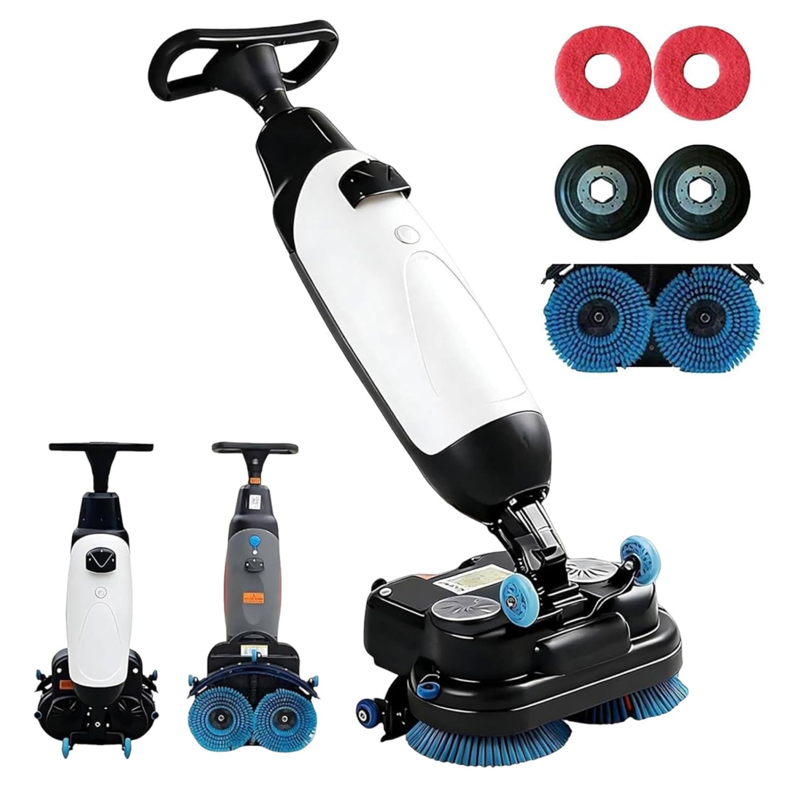 Lavapavimenti professionale - Pulitrice elettrica a doppia spazzola con operatore a bordo, larghezza di pulizia di 43 cm per pavimenti in legno, piastrelle, terrazzo, marmo e cemento, colore