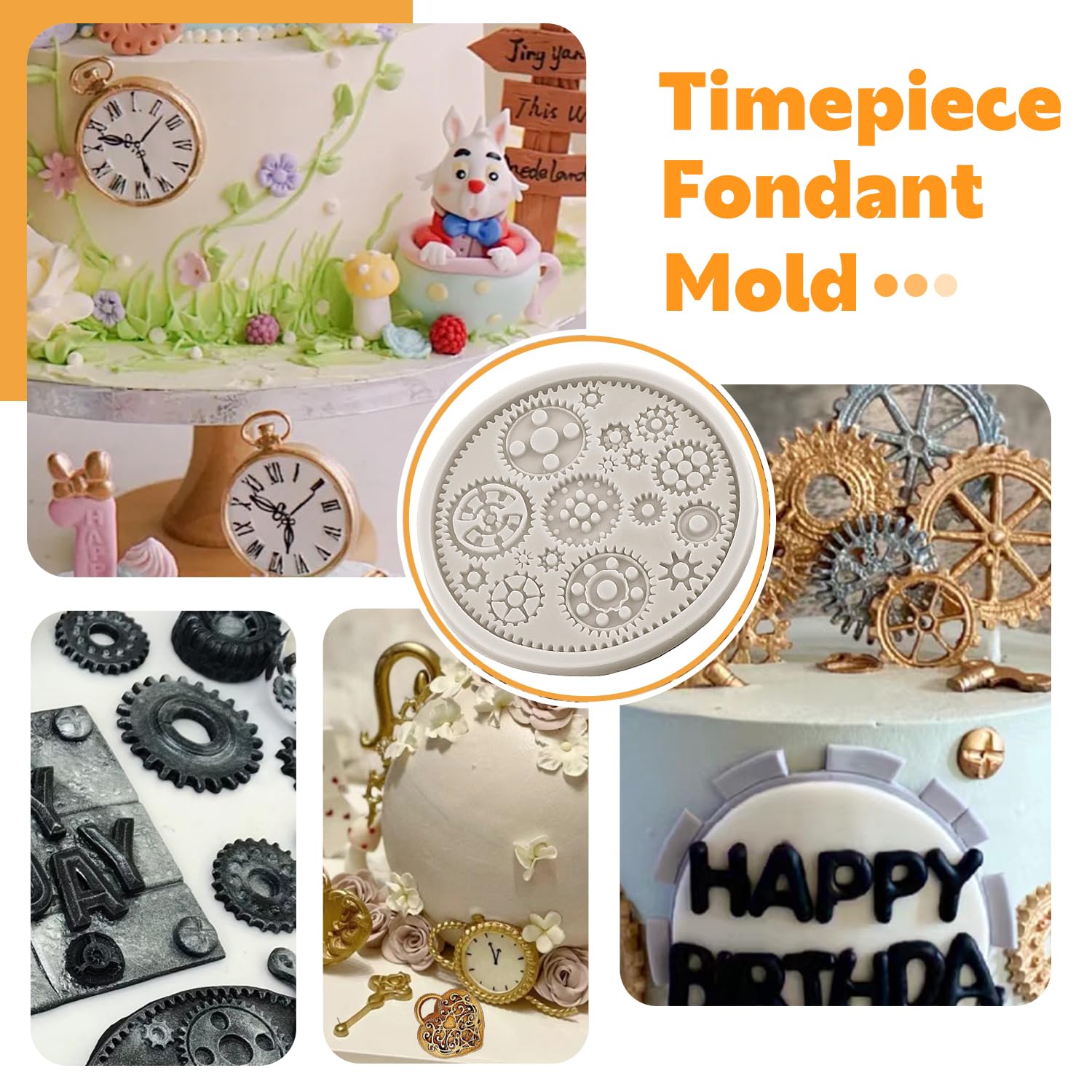 MINFEIDMS Steampunk kompas fondant siliconen mal voor taart decoreren cupcake topper snoep chocolade kauwgom pasta polymeer klei