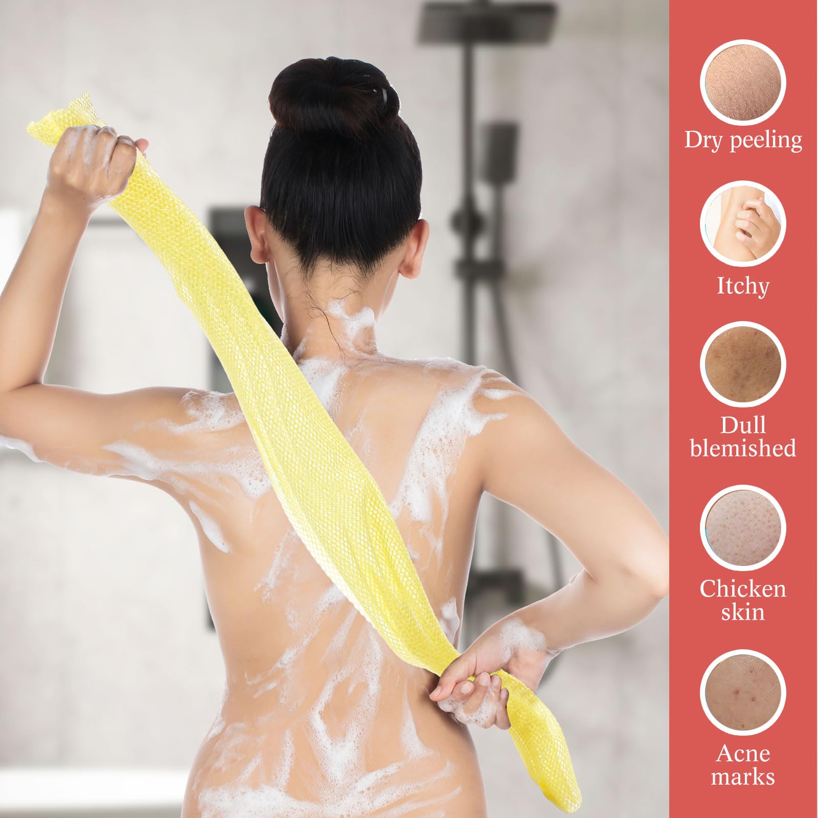 Sunnyray 100 esponjas de baño africanas, esponja de baño de red larga, 31.5 x 11.8 pulgadas, exfoliante para el cuerpo de ducha, exfoliante para la espalda, más suave para la piel, ideal para uso