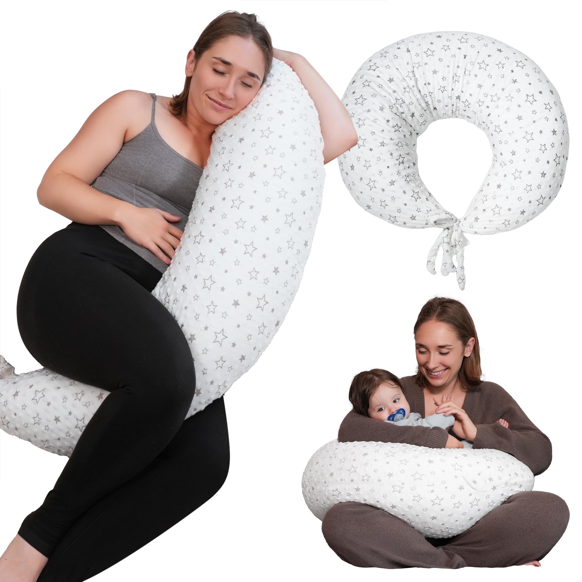 DancesCatVersatile Plus Size Breastfeeding Pillows, Adjustable Breast Feeding Pillow, XXL Nursing Pillow, Baby Feeding Pillow, Maternity Pillow for Side Sleeping with Upgraded Velvet Removable Cover