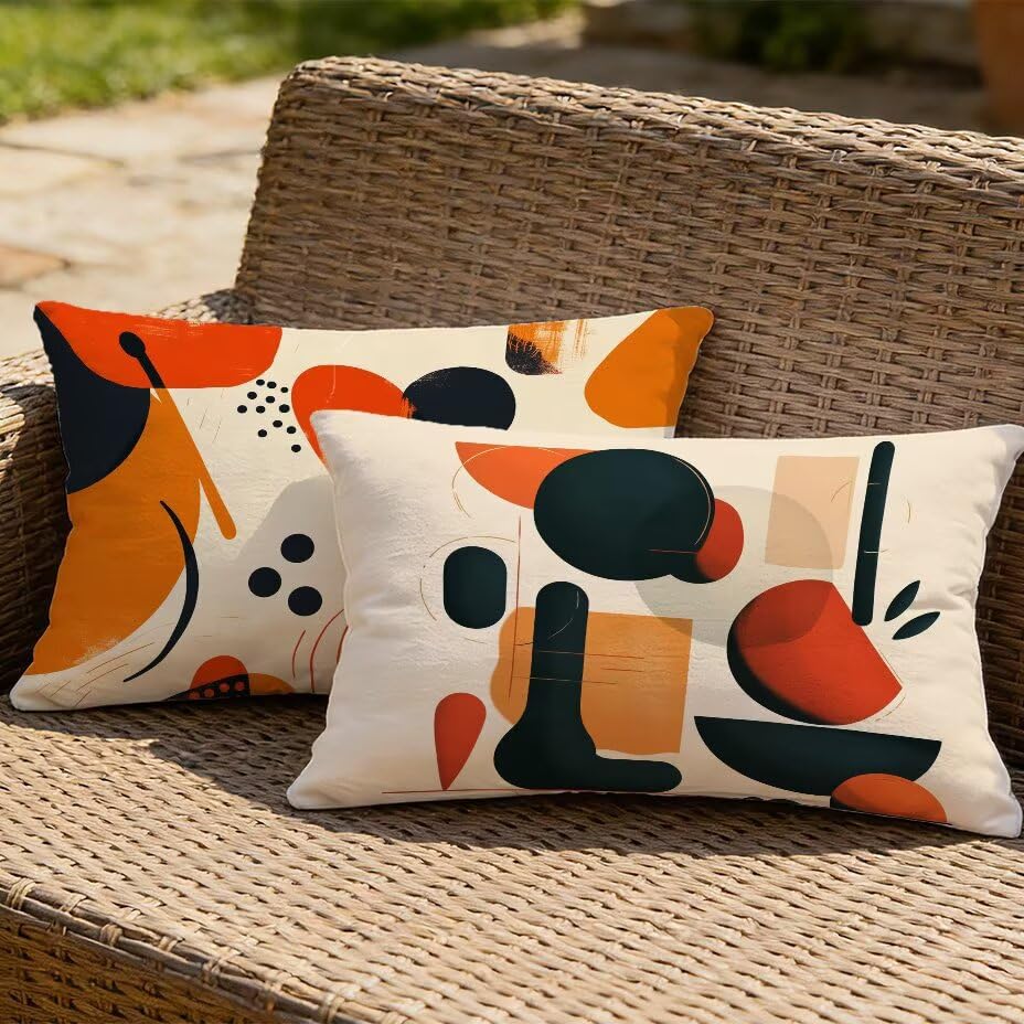 Housse de coussin extérieur 60x90 cm imperméable et décorative orange pour jardin et canapé