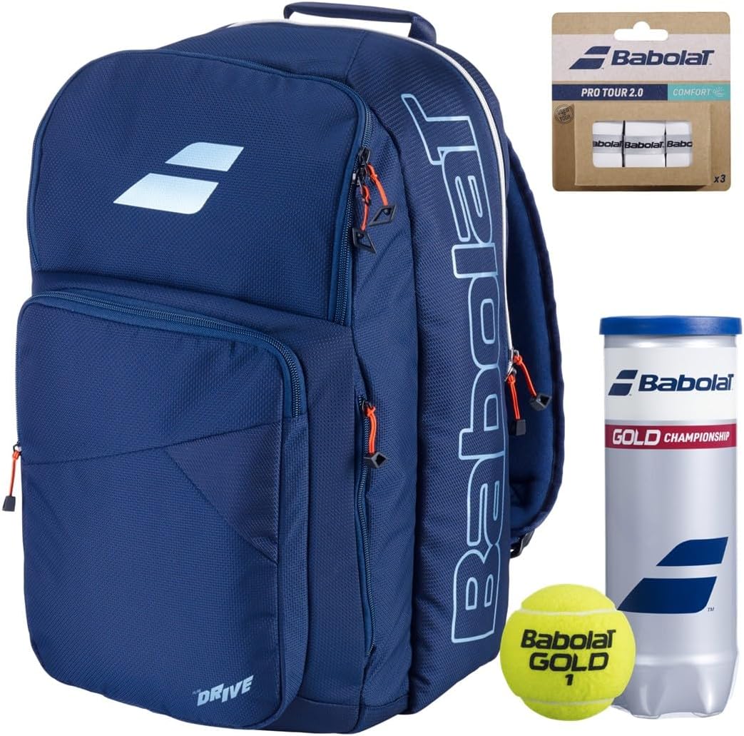 Babolat Pure Drive 11th Gen Tennis Backpack (Navy Blue) with Optional Accessories