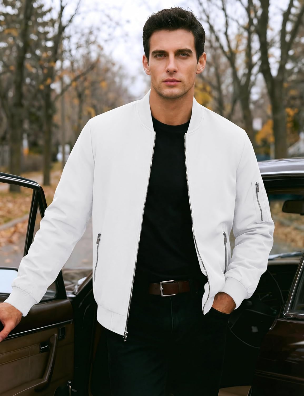 TACVASEN Men's Bomber Jacket Lightweight Casual Spring Fall Windbreaker Zip Up Coat with Pocket - Image 2