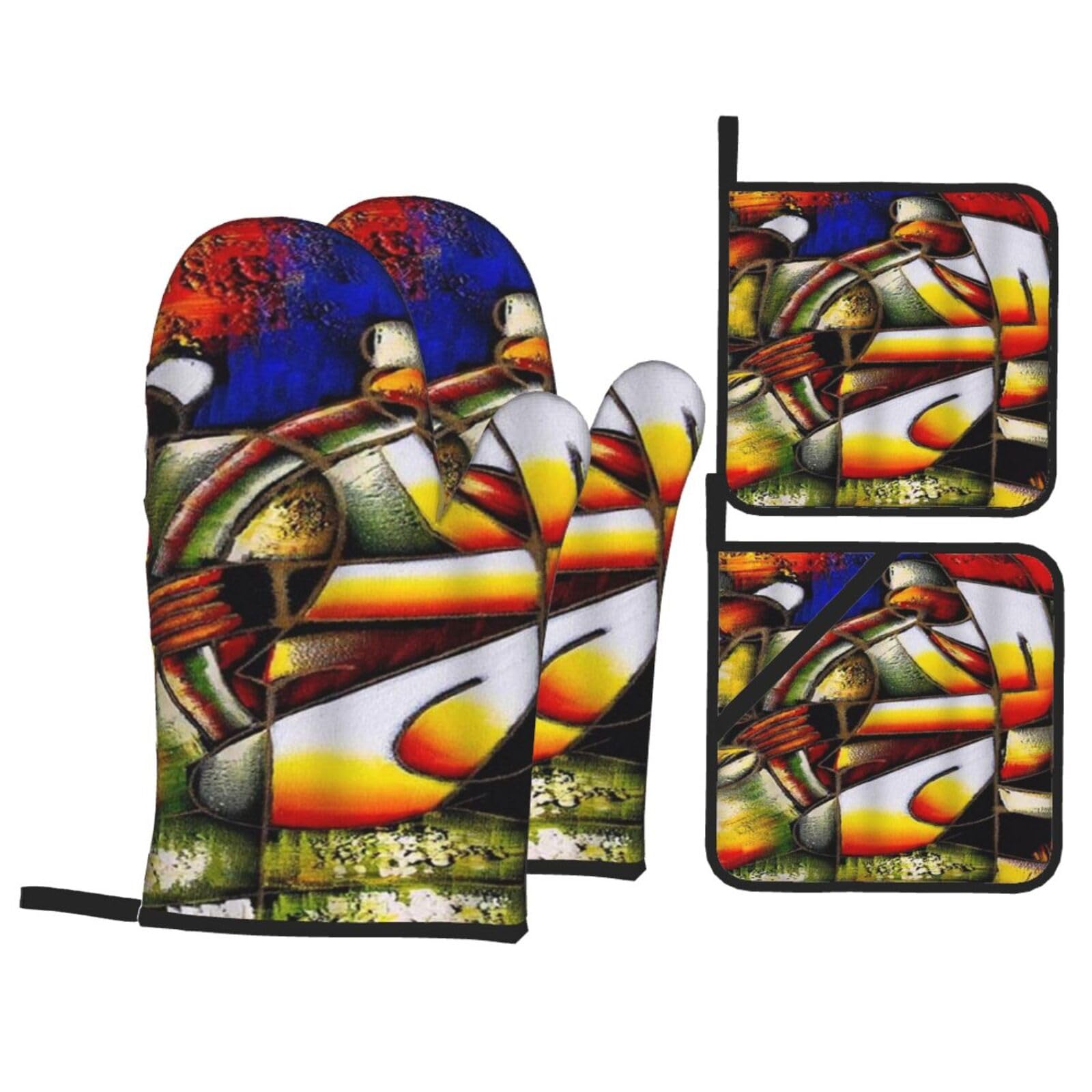 Gants de four et maniques à motif de fleurs avec protection de température