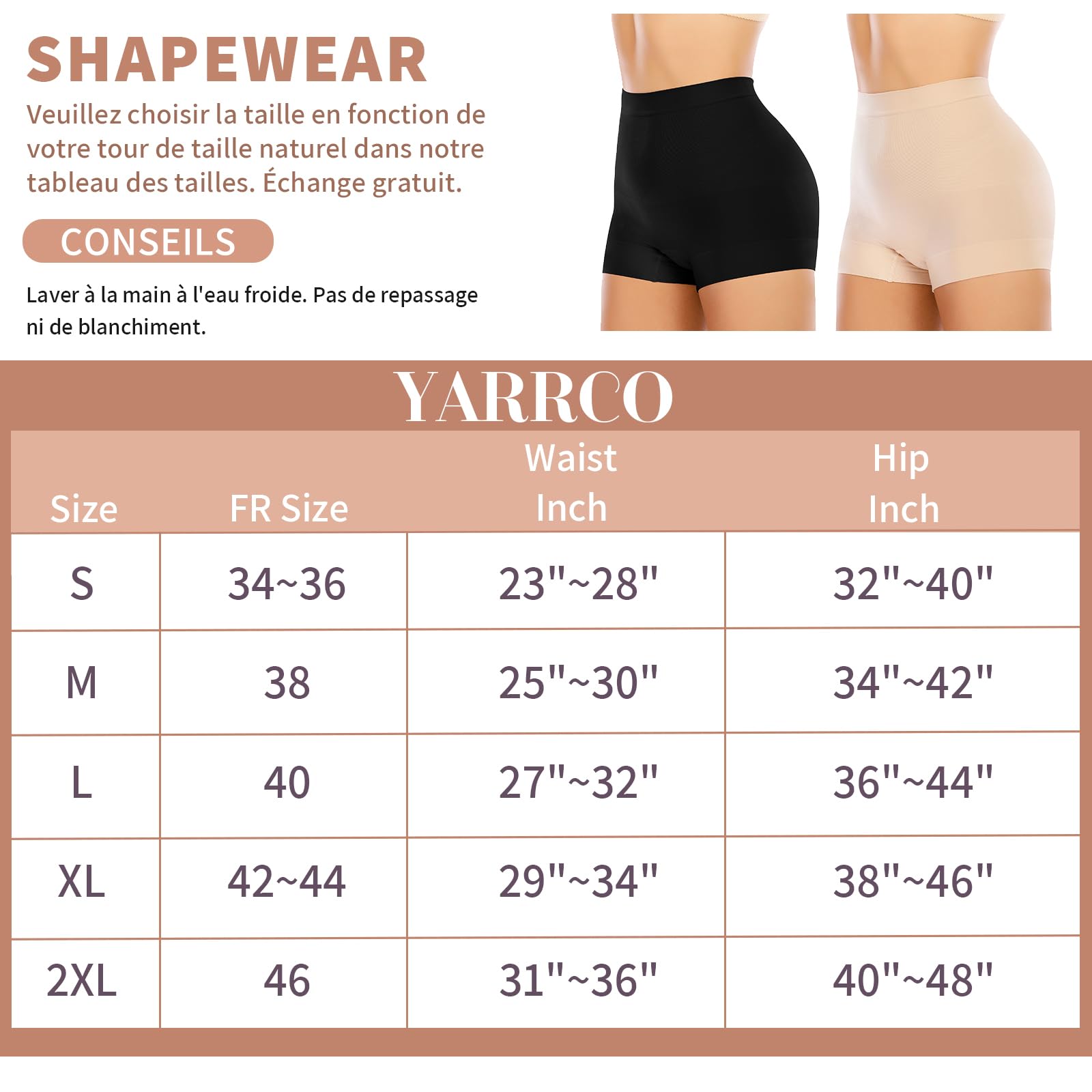 YARRCO Short Gainant Femme Ventre Plat Invisible Culotte Gainante Amincissante Panty Gainant sans Couture Culottes Sculptantes Taille Haute Shorty Minceur Shapewear Shorts