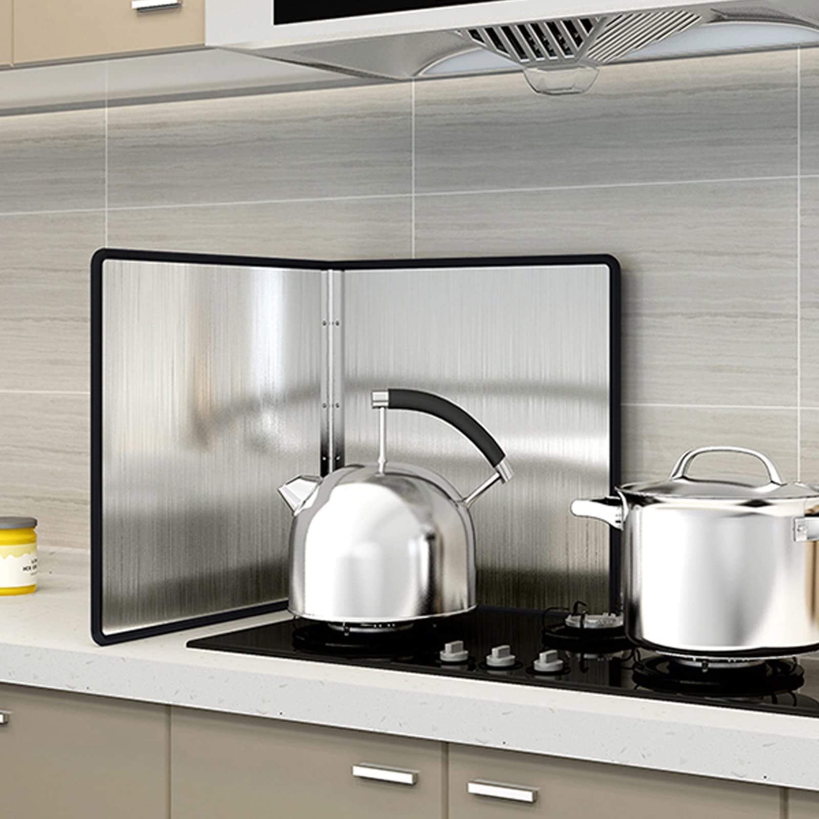 Tauzveok Paraspruzzi Parete Posteriore Della Cucina, Paraspruzzi Pieghevole Per Parete Della Cucina, Per Fornelli Gas, Piano Cottura,Rivestimento Antiaderente, Acciaio Inossidabile,C4,4P 50*100*50cm