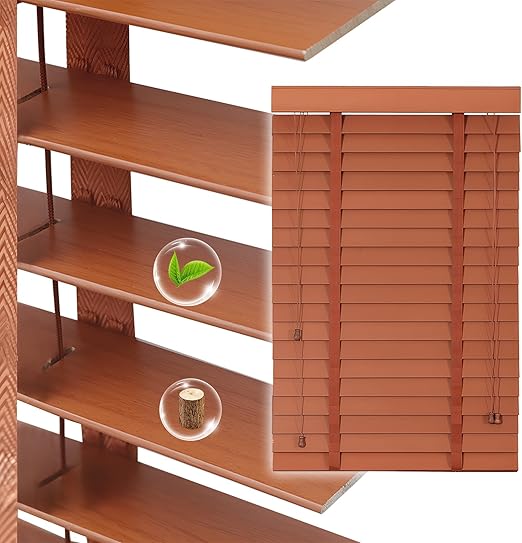 2" Slats Wood Blinds for Indoor Windows, Custom Wood Window Blinds, Wooden Venetian Horizontal Blinds & Shades for Indoor Windows, Office, Living Room, Bedroom
