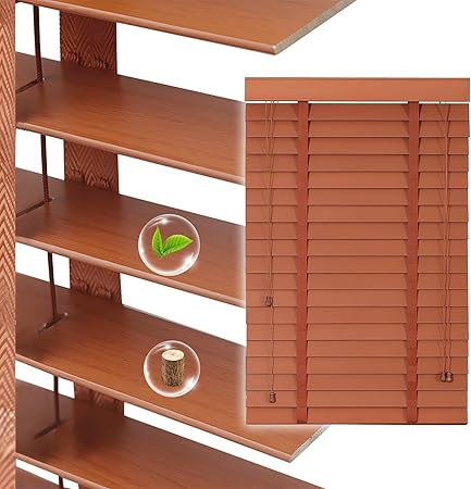2" Slats Wood Blinds for Indoor Windows, Custom Wood Window Blinds, Wooden Venetian Horizontal Blinds & Shades for Indoor Windows, Office, Living Room, Bedroom