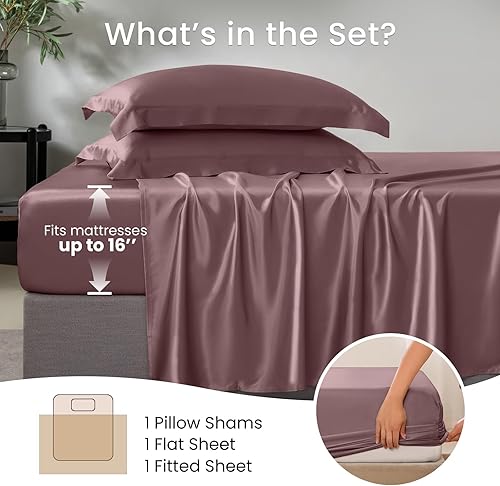 Miniatura 5 de THXSILK Juego de sábanas 100% seda de morera, juego de sábanas de seda 7A+ suave y transpirable, ropa de cama de lujo (1 sábana encimera, 1 sábana