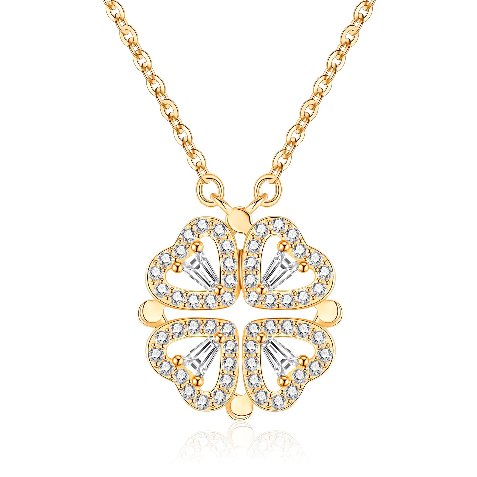 Jrêveinfini Kleeblatt Halskette Damen 925 Silber mit Anhänger, Glücksbringer Schmuck für Frauen mit Geschenkbox, Geschenk zu Weihnachten, Valentinstag, Muttertag & Geburtstag