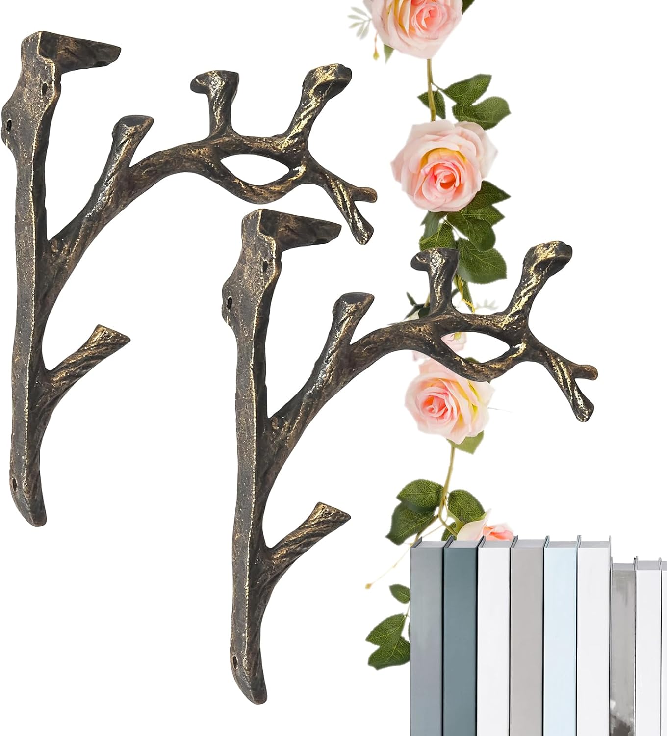 棚ブラケット,壁取り付け金属スタンド - 2点装飾用金物棚取り付け金具,装飾 本 プランター バルコニー 寝室コーナー リビングコー