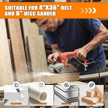 POLIWELL 31-Pack 4x36 Inch Sanding Belts & 6 Inch Sanding Discs System | Heavy-Duty Zirconia Alumina for Metal & Hardwood | Self-Sharpening Technology with Abrasive Cleaning Stick