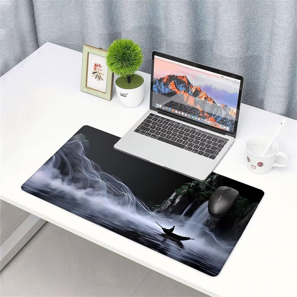 Alfombrilla de Mouse para Juegos, Nero, XXL, Antideslizante, Impermeable, Diseño de Astratto, Extendido, Grande, 1200x600x3mm, para PC, Laptop, Ufficio, Famiglia d-296