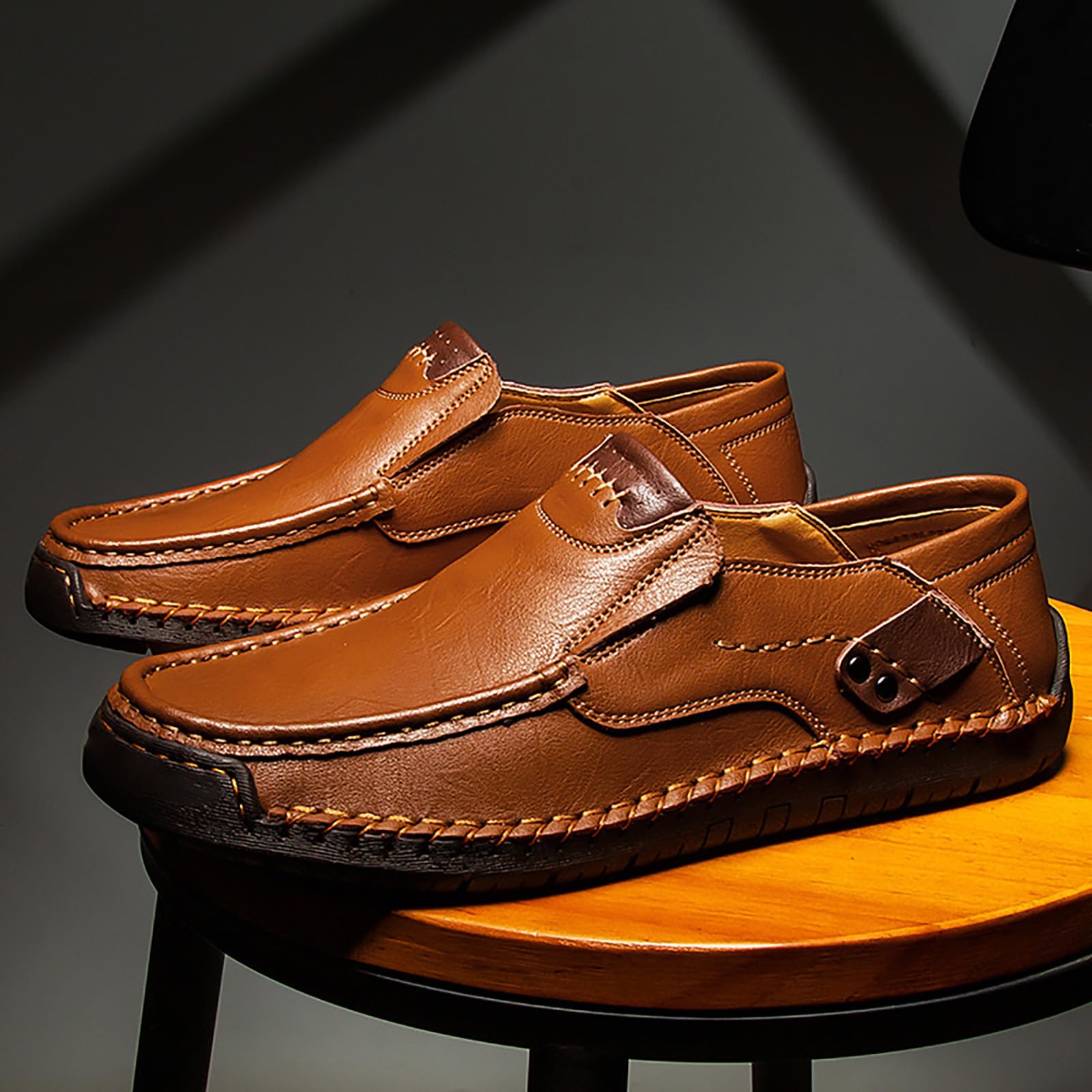 Zapatos de piel sintética para hombre, estilo retro, ligeros, de corte