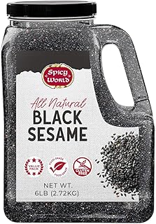 Black Sesame Seeds 6 LB Bulk Jar - All Natural, Pure, Non-GMO, Freshly P...