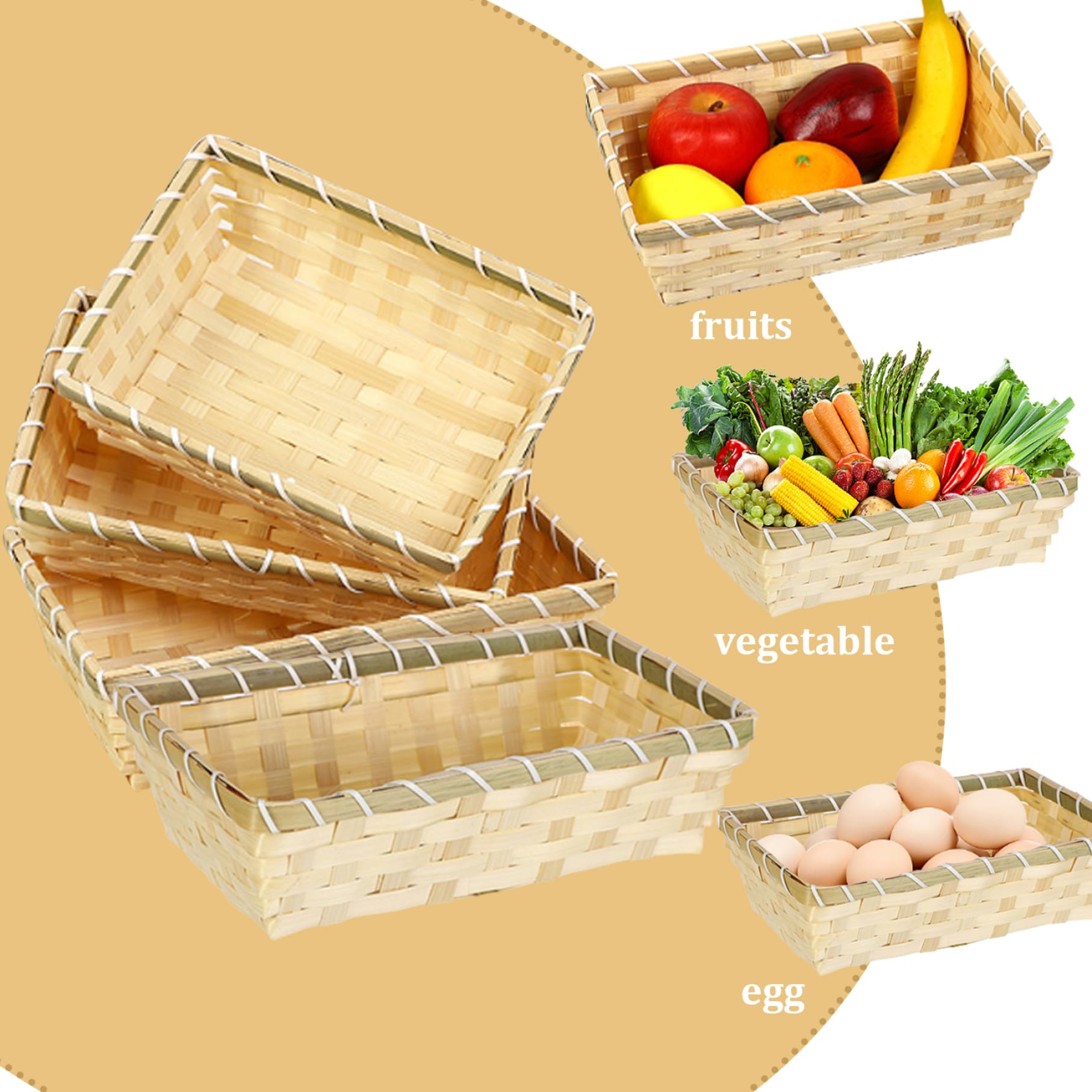 Cesta de cesta Cestas de regalo Cestas vacías para regalos Cesta vacía vacía 5 piezas 10.2x6.3x3 pulgadas Cesta de regalo tejida de bambú Cesta pequeña de frutas y verduras de escritorio