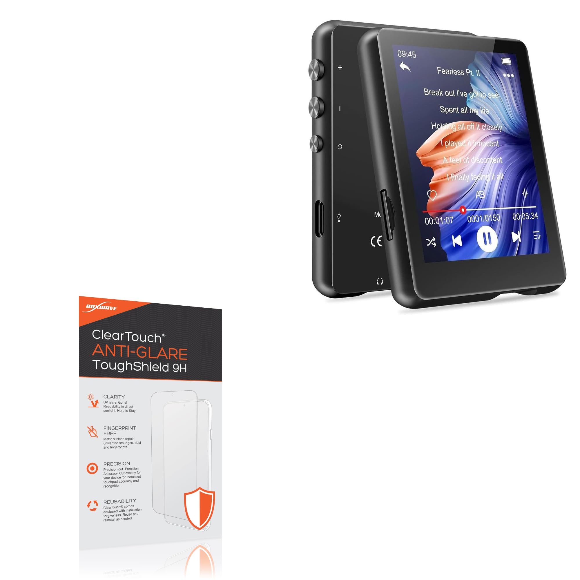 BoxWave Screen Protector Compatible with MECHEN M3 Touchscreen MP3 Player - ClearTouch Anti-Glare ToughShield 9H (2-Pack), Anti-Glare 9H Tough Flexible Film Screen Protector