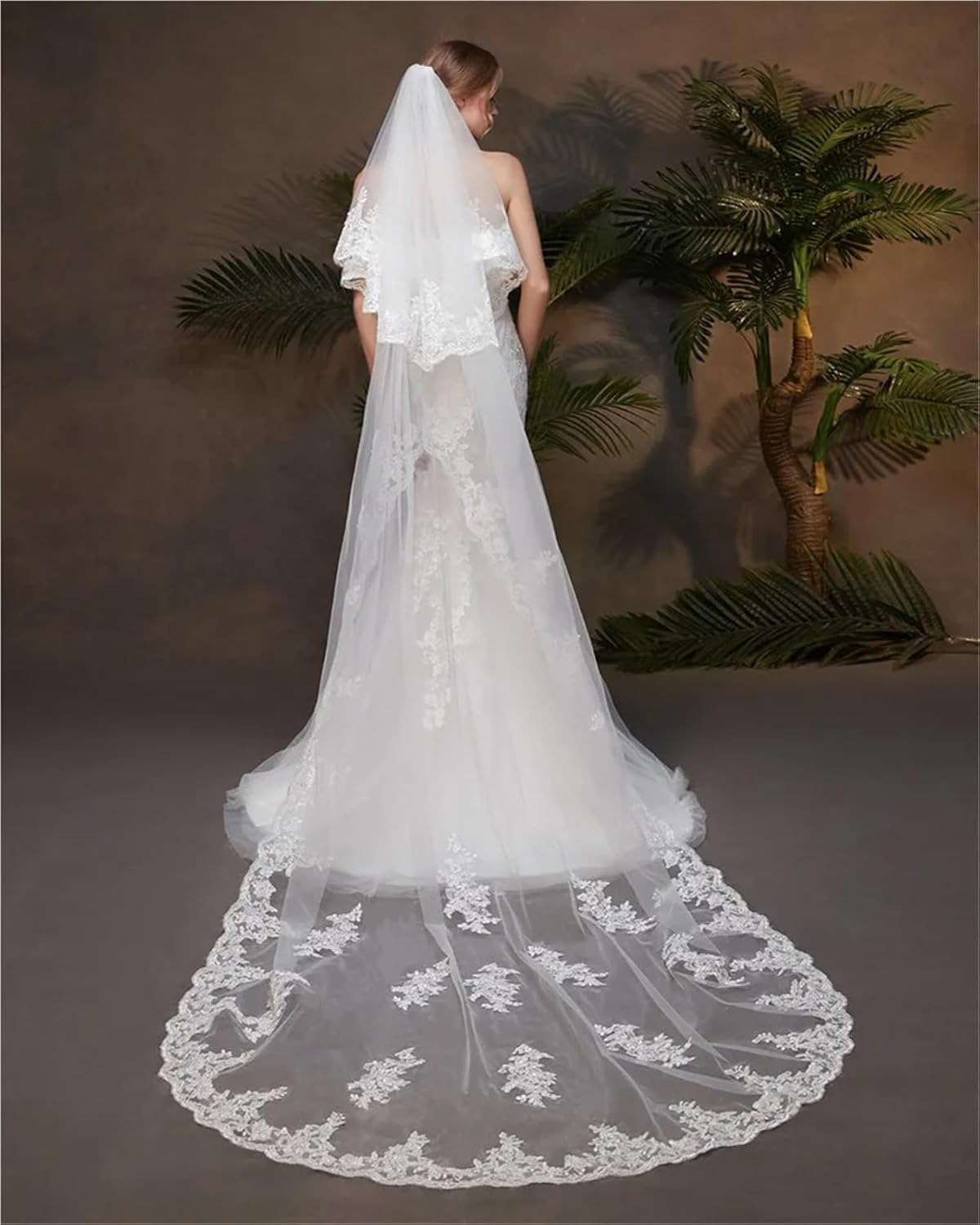 Layer 2 Edge Cathedral Wedding Veil with Comb - Elegant Bridal Accessory for Formal Weddings