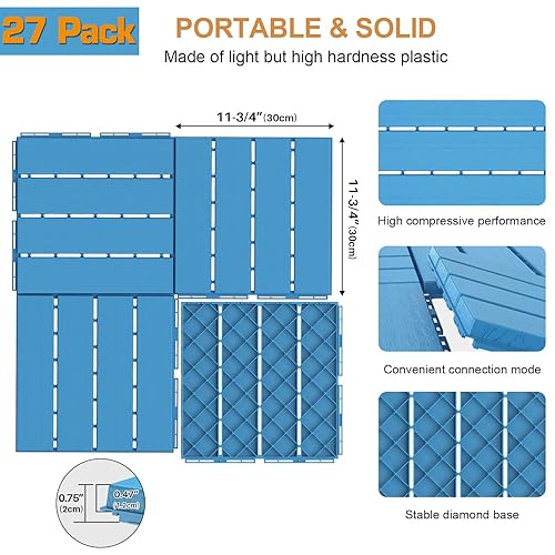 Vista 13 de Goovilla Azulejos de plástico entrelazados de 27 pies cuadrados, 27 piezas impermeables para patio y balcón, azulejos entrelazados para exteriores