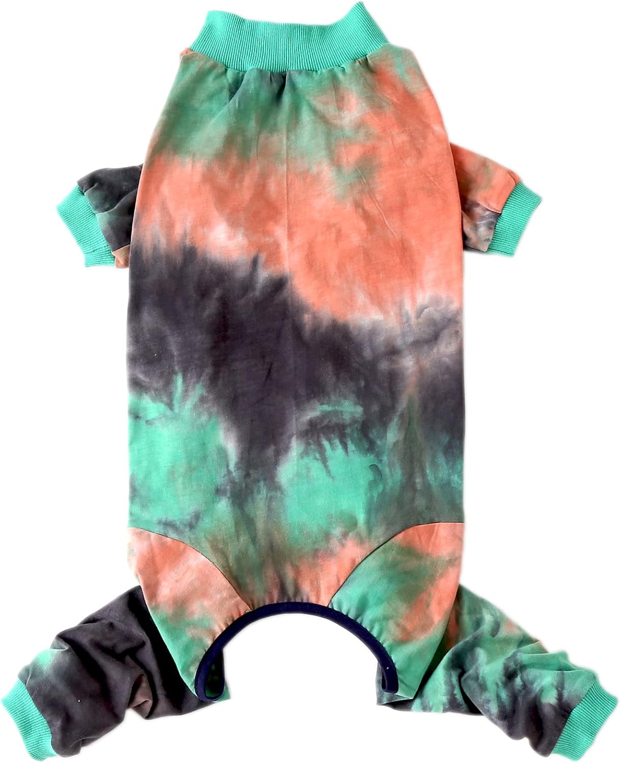 Dog Pajamas for Large Dogs Cotton Tie dye Pet Clothes Dog Onesie Jumpsuit Pet Sleeper Shirts Full Coverage Dog pjs (3XL, GreenOrange)